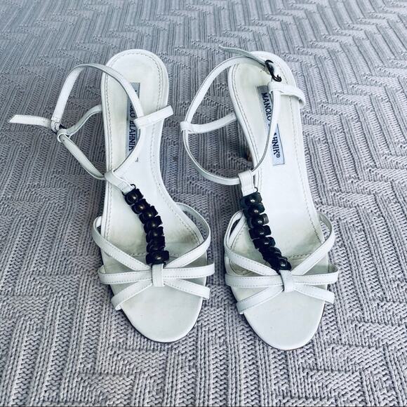 Manolo Blahnik white leather sandals - Picture 2 of 8